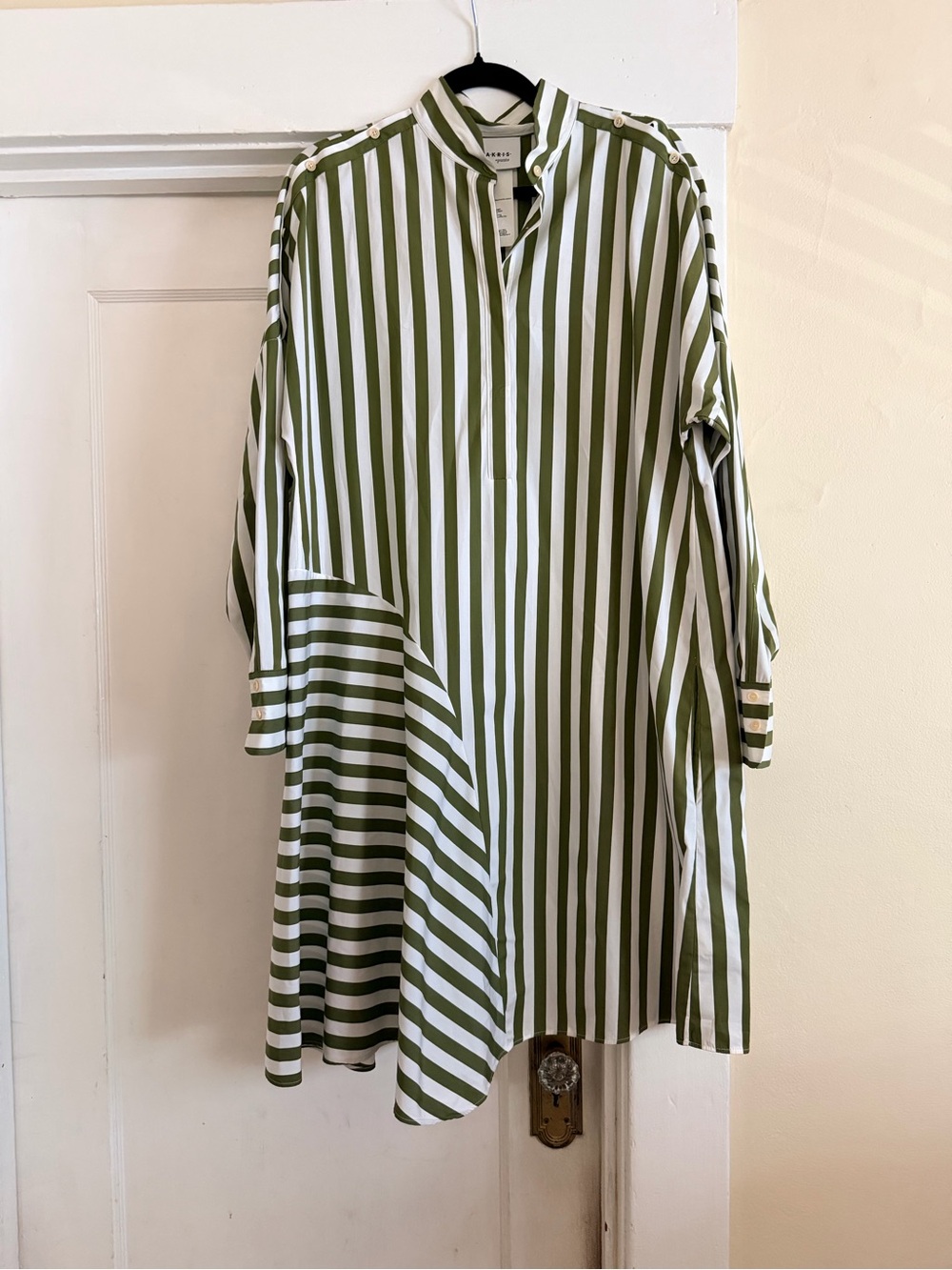Akris Olive and White Striped Tunic